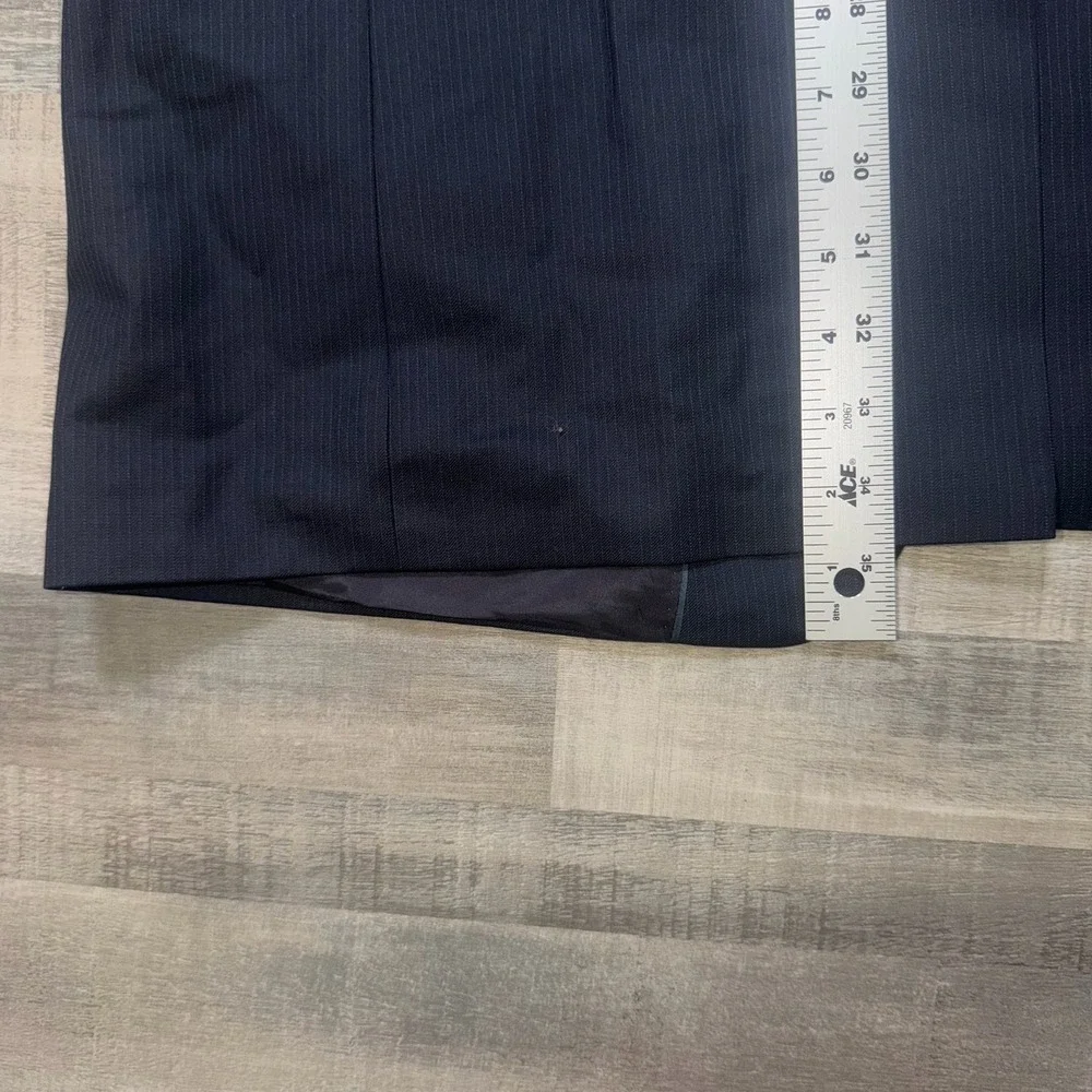 Brooks Brothers 346 Men's Suit 2-piece Wool Sz 46L Pants 38x31 Black Pinstripe